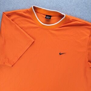 Nike Mesh Jersey Shirt Mens XL Orange White Swoosh 90s Tee